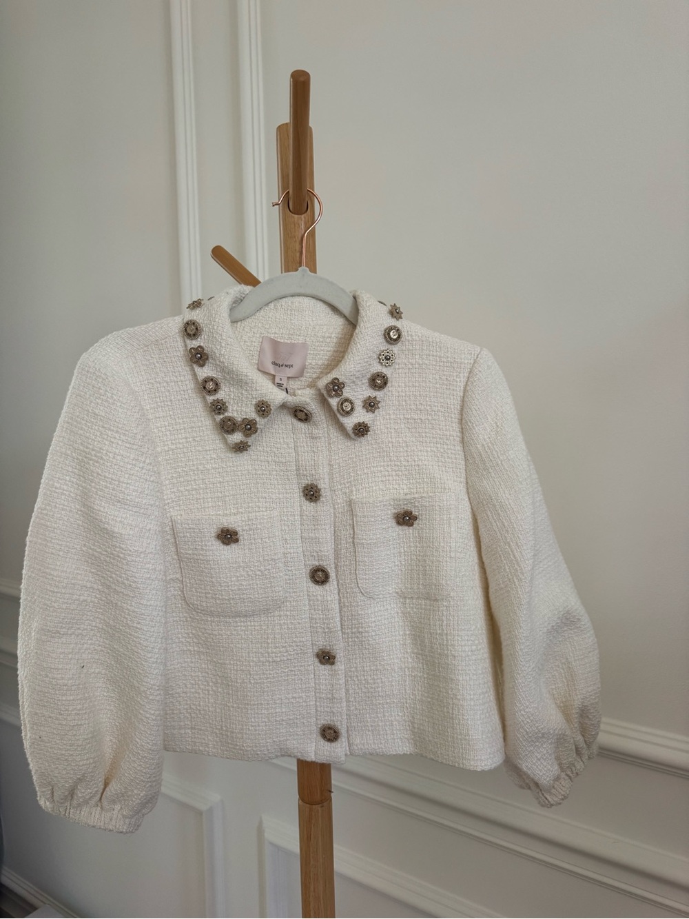 Cinq à Sept Ansey Embellished Tweed Crop Jacket - Picture 2 of 6